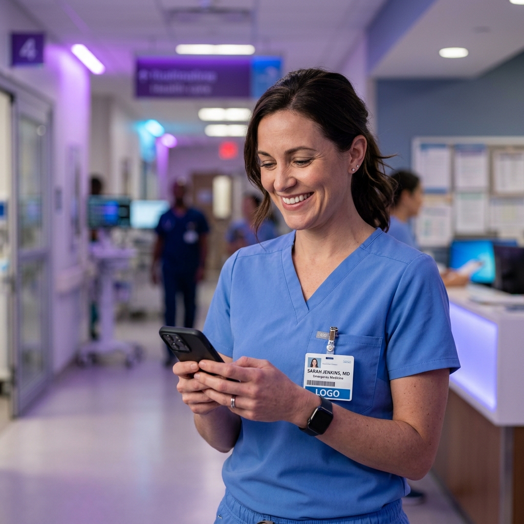 Profesional Médica usando smartphone